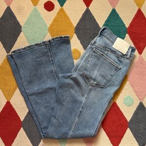 Express Light Blue Mid-Rise Flare Jeans